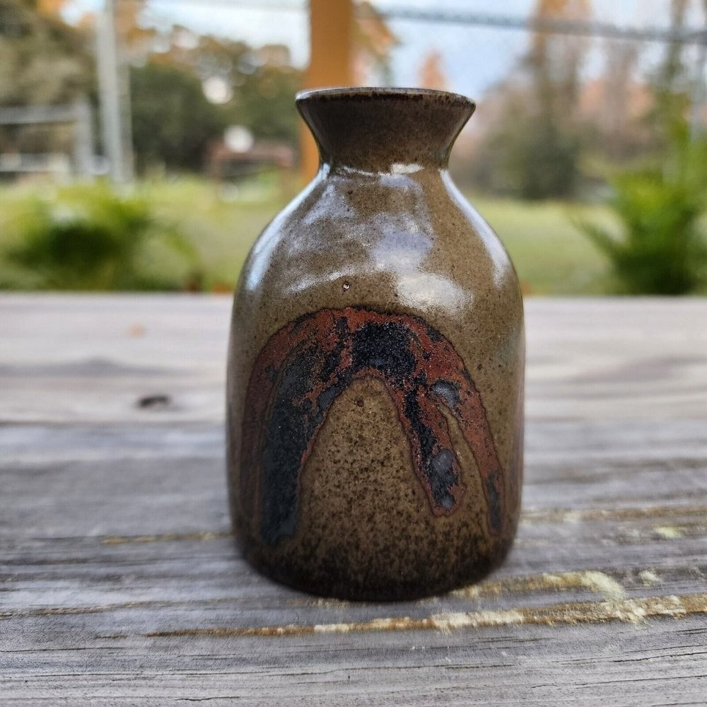 Vtg MCM Takahashi San Francisco Japan Art Pottery Mini Bud Vase Weed‎ Pot
